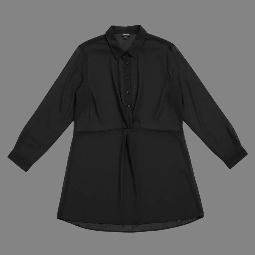 NWT Torrid Chiffon Twist Front Tunic Deep Black Size 5 (28) - Picture 6 of 10